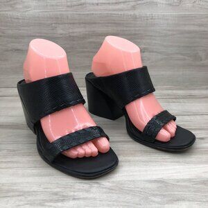 Vince Camuto Black Leather Block Heel Sandals